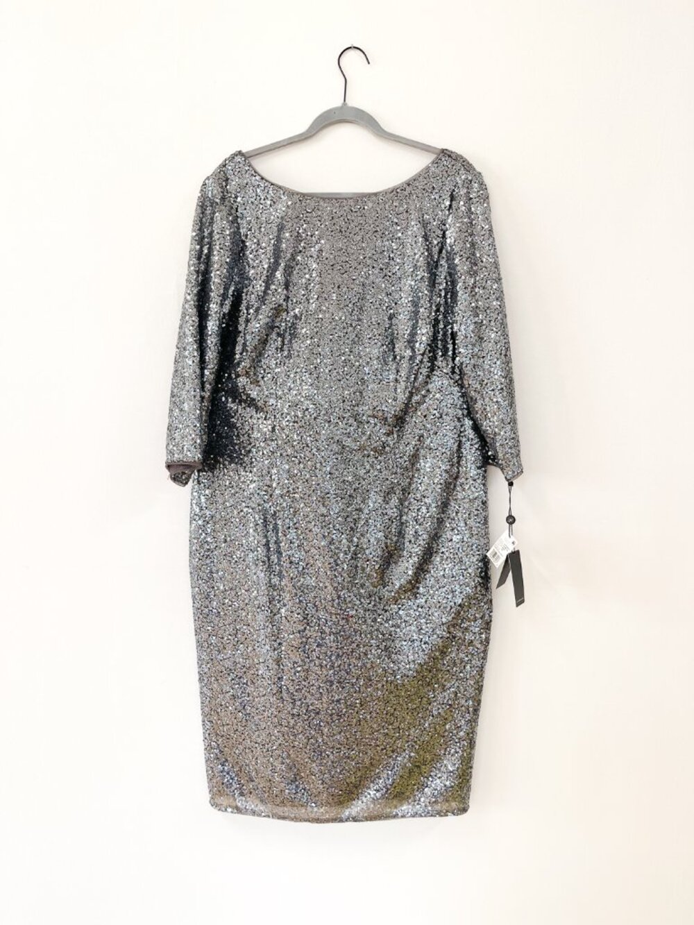 Adrianna Papell size 16w Silver Sheath Dress - Picture 4 of 9
